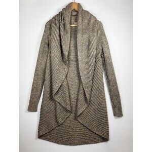 Perumaqui Alpaca Cardigan Womens Open Front Long Drape Sweater Oatmeal Gray Cozy
